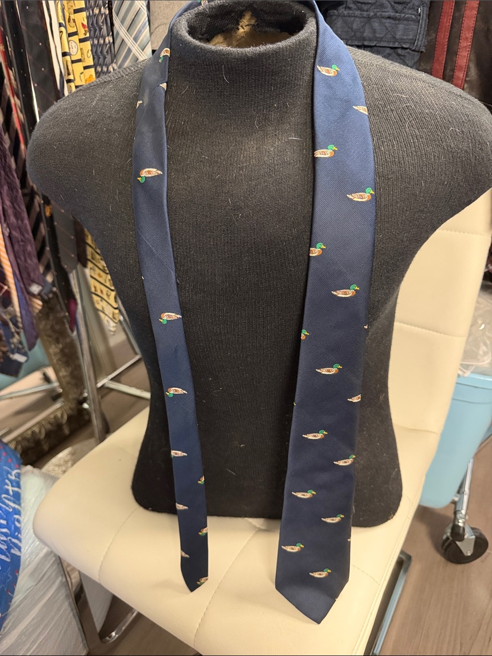 Men's Navy Duck Motif Tie - Unbranded